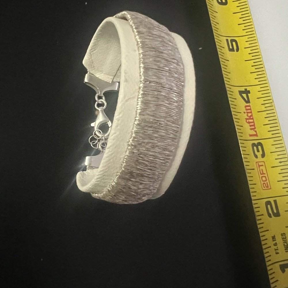 Sterling Silver Shiny Omega Chain Textured Bracelet 7" to 8" inch Silpada